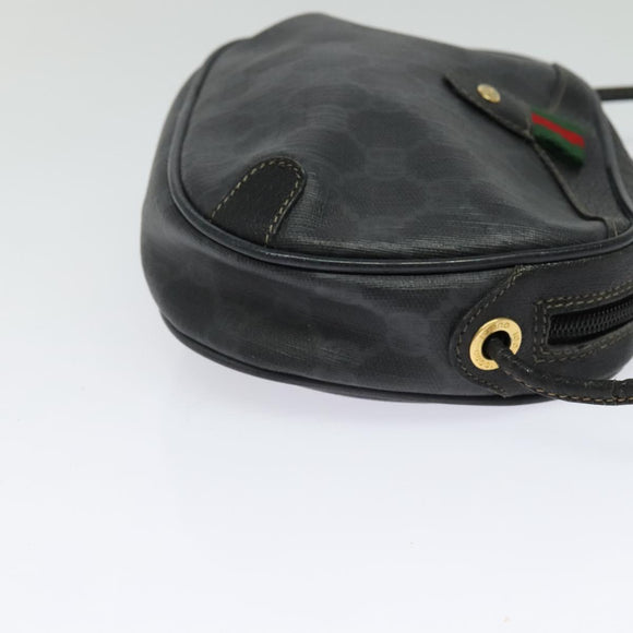 GUCCI GG Supreme Web Sherry Line Shoulder Bag PVC Black 156 02 066 Auth 126298