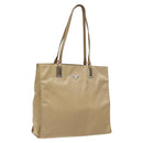 PRADA Tote Bag Nylon Beige Silver Auth 126300-1