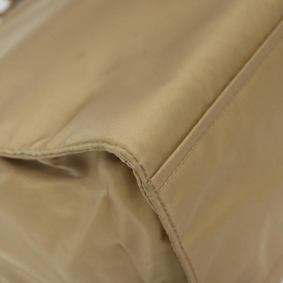 PRADA Tote Bag Nylon Beige Silver Auth 126300