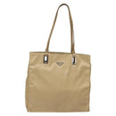 PRADA Tote Bag Nylon Beige Silver Auth 126300-13