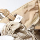 PRADA Tote Bag Nylon Beige Silver Auth 126300-11