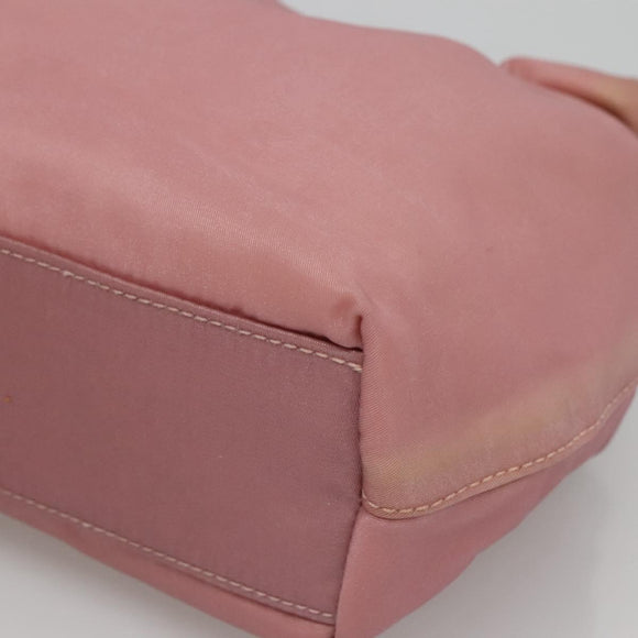 Christian Dior Maris Pearl Hand Bag Nylon Pink Auth 126304