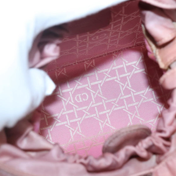 Christian Dior Maris Pearl Hand Bag Nylon Pink Auth 126304