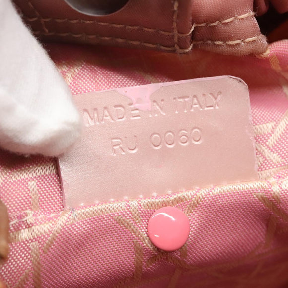 Christian Dior Maris Pearl Hand Bag Nylon Pink Auth 126304