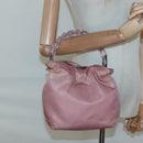 Christian Dior Maris Pearl Hand Bag Nylon Pink Auth 126304-21
