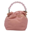 Christian Dior Maris Pearl Hand Bag Nylon Pink Auth 126304-2