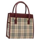 BURBERRY Nova Check Hand Bag Canvas Beige Gold Auth 126305-1
