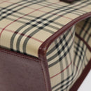 BURBERRY Nova Check Hand Bag Canvas Beige Gold Auth 126305-9