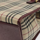 BURBERRY Nova Check Hand Bag Canvas Beige Gold Auth 126305-15