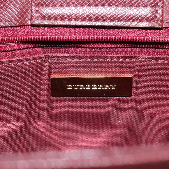 BURBERRY Nova Check Hand Bag Canvas Beige Gold Auth 126305