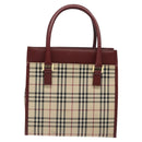 BURBERRY Nova Check Hand Bag Canvas Beige Gold Auth 126305-2