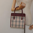 BURBERRY Nova Check Hand Bag Canvas Beige Gold Auth 126305-20