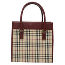 BURBERRY Nova Check Hand Bag Canvas Beige Gold Auth 126305-3