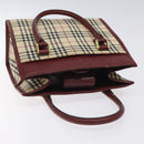 BURBERRY Nova Check Hand Bag Canvas Beige Gold Auth 126305-6