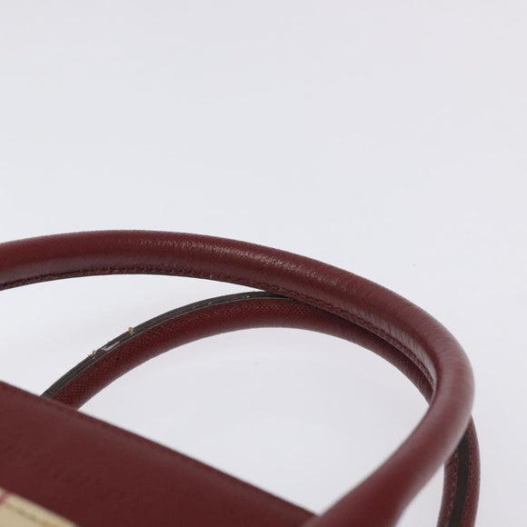 BURBERRY Nova Check Hand Bag Canvas Beige Gold Auth 126305