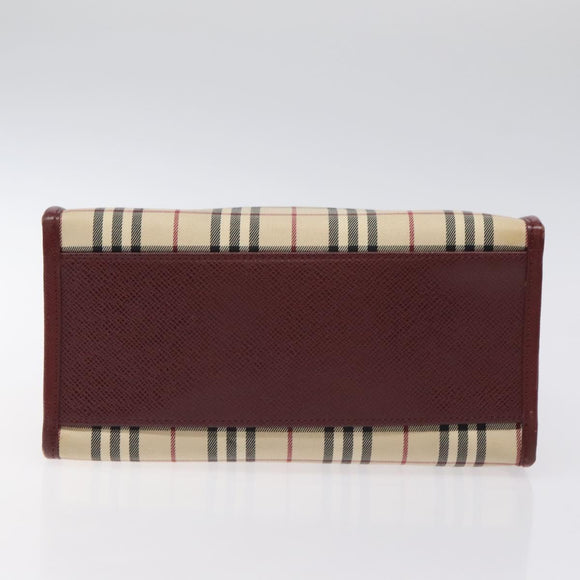 BURBERRY Nova Check Hand Bag Canvas Beige Gold Auth 126305