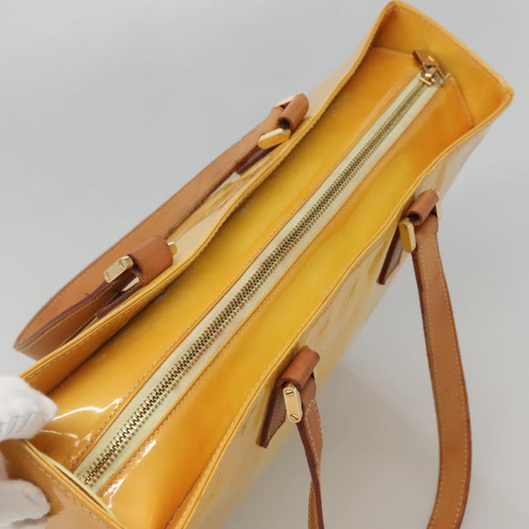 LOUIS VUITTON Monogram Vernis Columbus Tote Bag Lime Yellow M91047 Auth 126315