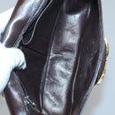 CELINE Shoulder Bag Leather Brown Gold Auth 126330-14