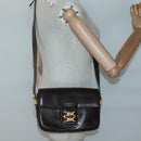 CELINE Shoulder Bag Leather Brown Gold Auth 126330-18