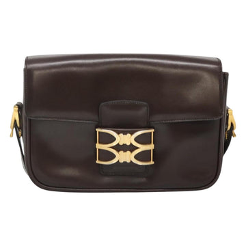 CELINE Shoulder Bag Leather Brown Gold Auth 126330 - 0