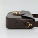 CELINE Shoulder Bag Leather Brown Gold Auth 126330-4