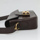 CELINE Shoulder Bag Leather Brown Gold Auth 126330-5