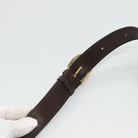 CELINE Shoulder Bag Leather Brown Gold Auth 126330