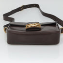 CELINE Shoulder Bag Leather Brown Gold Auth 126330-9