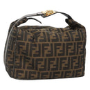 FENDI Zucca Canvas Vanity Pouch Black Brown Gold Auth 126334-1