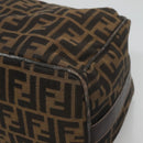 FENDI Zucca Canvas Vanity Pouch Black Brown Gold Auth 126334-10
