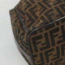 FENDI Zucca Canvas Vanity Pouch Black Brown Gold Auth 126334-11