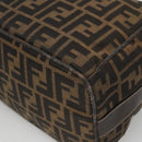 FENDI Zucca Canvas Vanity Pouch Black Brown Gold Auth 126334-12