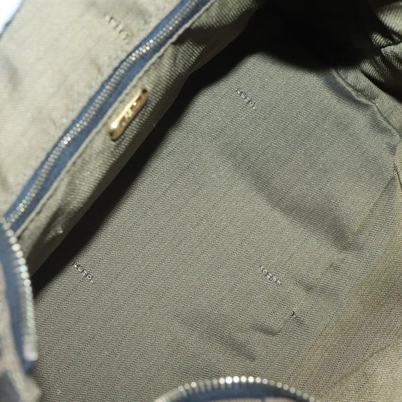 FENDI Zucca Canvas Vanity Pouch Black Brown Gold Auth 126334