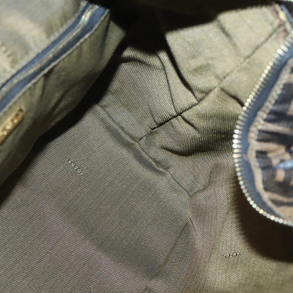 FENDI Zucca Canvas Vanity Pouch Black Brown Gold Auth 126334