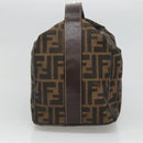 FENDI Zucca Canvas Vanity Pouch Black Brown Gold Auth 126334-5