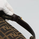 FENDI Zucca Canvas Vanity Pouch Black Brown Gold Auth 126334-8