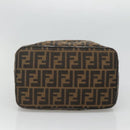 FENDI Zucca Canvas Vanity Pouch Black Brown Gold Auth 126334-9