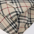 BURBERRY Nova Check Blue Label Tote Bag Nylon Beige Silver Auth 126337-9
