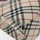 BURBERRY Nova Check Blue Label Tote Bag Nylon Beige Silver Auth 126337-14