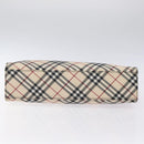 BURBERRY Nova Check Blue Label Tote Bag Nylon Beige Silver Auth 126337-5