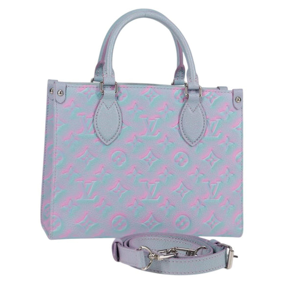 LOUIS VUITTON Monogram Empreinte On The Go PM Bag 2way Blue M46067 Auth 126345SM