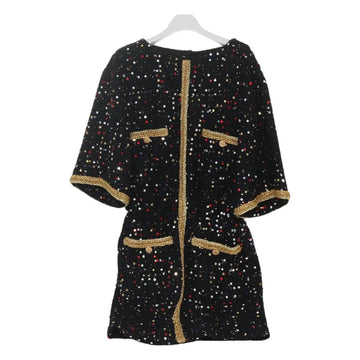 CHANEL One Piece Shirt Tweed Black CC Auth 126348M