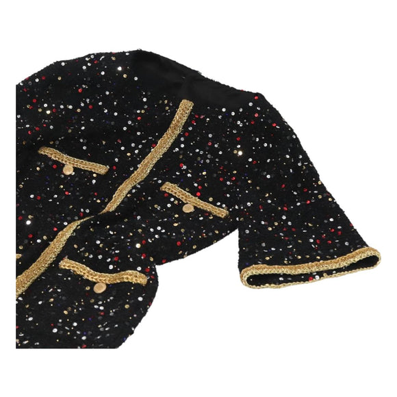 CHANEL One Piece Shirt Tweed Black CC Auth 126348M