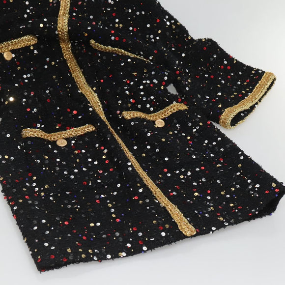 CHANEL One Piece Shirt Tweed Black CC Auth 126348M