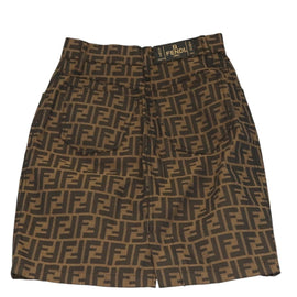 FENDI Zucca Canvas Skirt Black Brown Auth 126349V - 0
