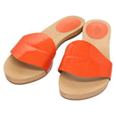 HERMES Sandals Patent leather Orange Auth 126351-1
