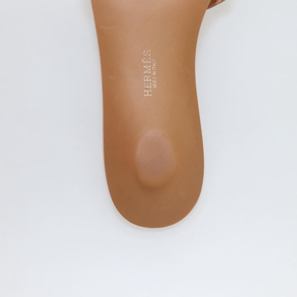 HERMES Sandals Patent leather Orange Auth 126351