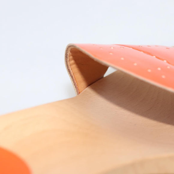 HERMES Sandals Patent leather Orange Auth 126351