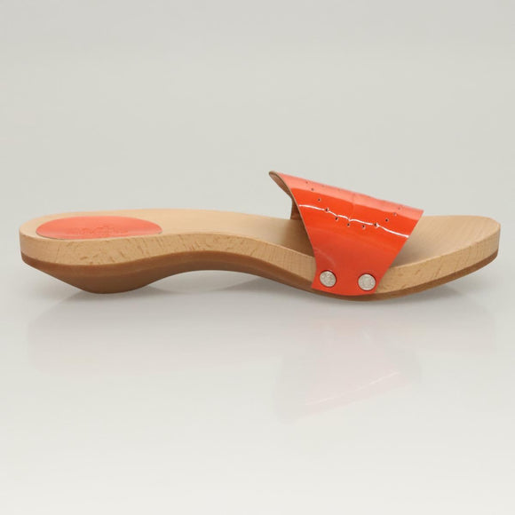 HERMES Sandals Patent leather Orange Auth 126351