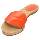 HERMES Sandals Patent leather Orange Auth 126351-2